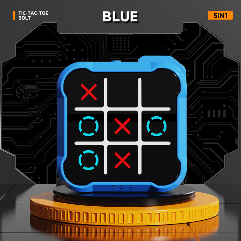 Blue All-in-One Tic-Tac-Toe Desktop Game - Portable Family Interactive Board Toy, Brain Training Puzzle & Travel-Friendly Strategy Game - Image 1