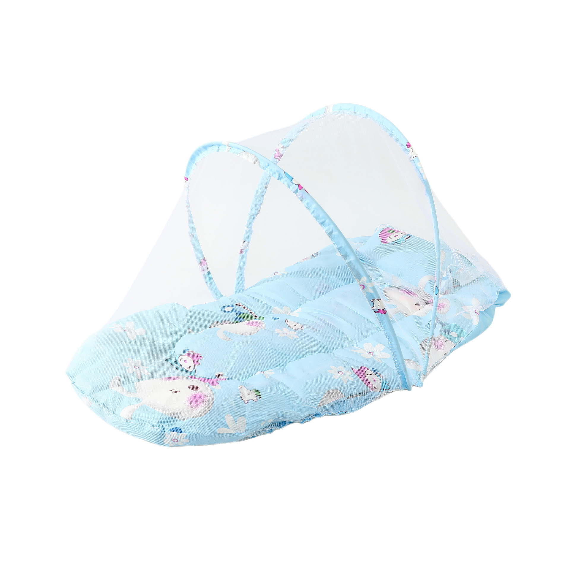 Blue Rabbit Portable 3-in-1 Mosquito Net Set with Soft Sleep Pad & Pillow - Foldable Pop-Up Travel Bassinet for Infants, Breathable Shield for Indoor & Outdoor Use - Image 1