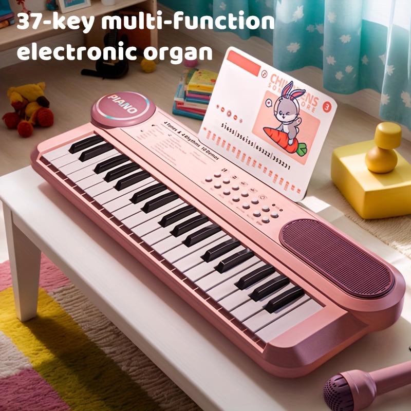 Portable Kids' Electronic Piano with Sheet Music and Microphone - Professional 37-Key Tactile Feedback, Support Recording & Multiple Performance Modes, Beginner-Friendly & Durable Musical Toy(Blue) - Image 4