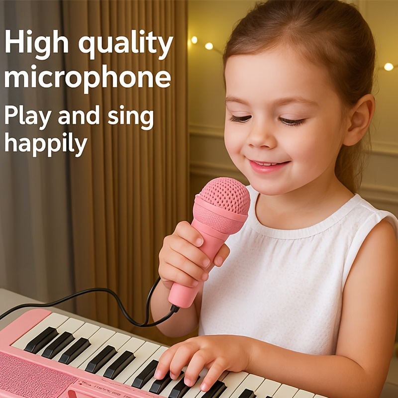 Portable Kids' Electronic Piano with Sheet Music and Microphone - Professional 37-Key Tactile Feedback, Support Recording & Multiple Performance Modes, Beginner-Friendly & Durable Musical Toy(Rose Red) - Image 5