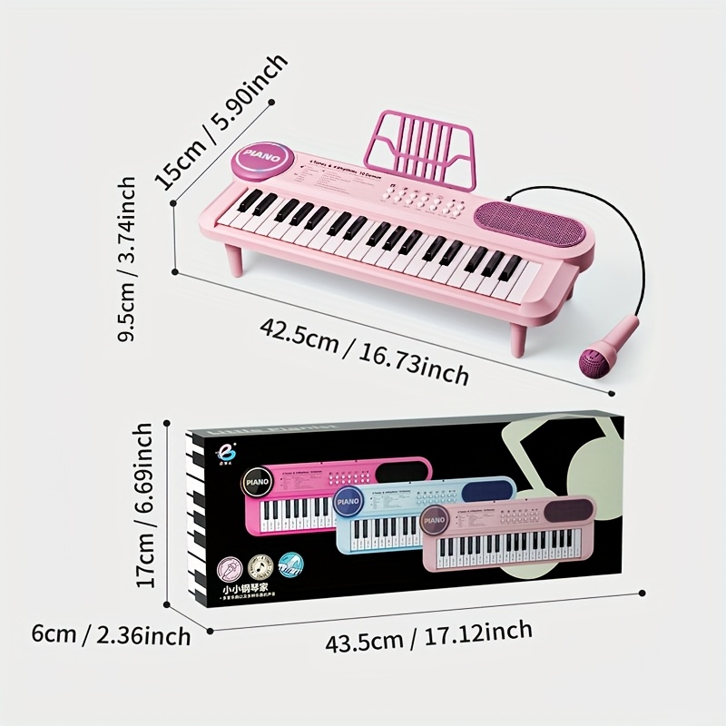 Portable Kids' Electronic Piano with Sheet Music and Microphone - Professional 37-Key Tactile Feedback, Support Recording & Multiple Performance Modes, Beginner-Friendly & Durable Musical Toy(Rose Red) - Image 7