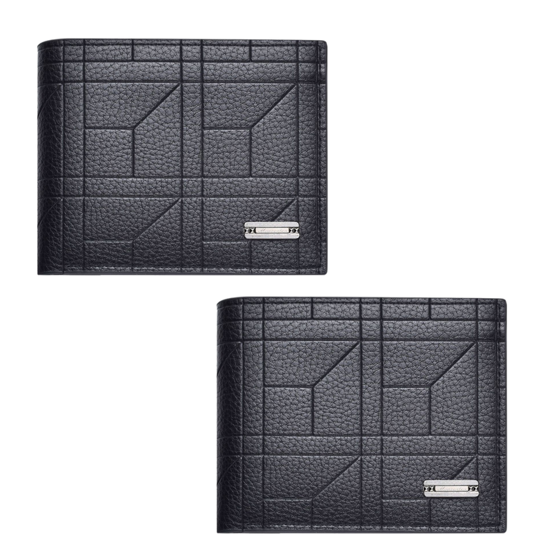 2-Pack Black Men's Ultra-Thin PU Leather Wallet - Compact & Stylish Bi-fold Purse with Multiple Card Slots - Image 1