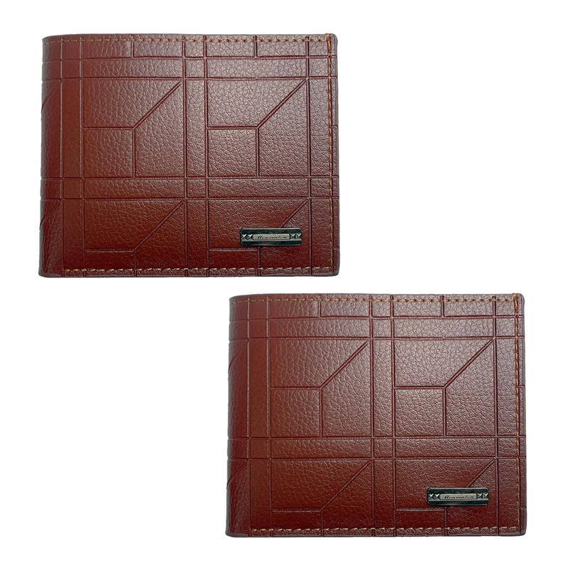 2-Pack Light Brown Men's Ultra-Thin PU Leather Wallet - Compact & Stylish Bi-fold Purse with Multiple Card Slots - Image 1