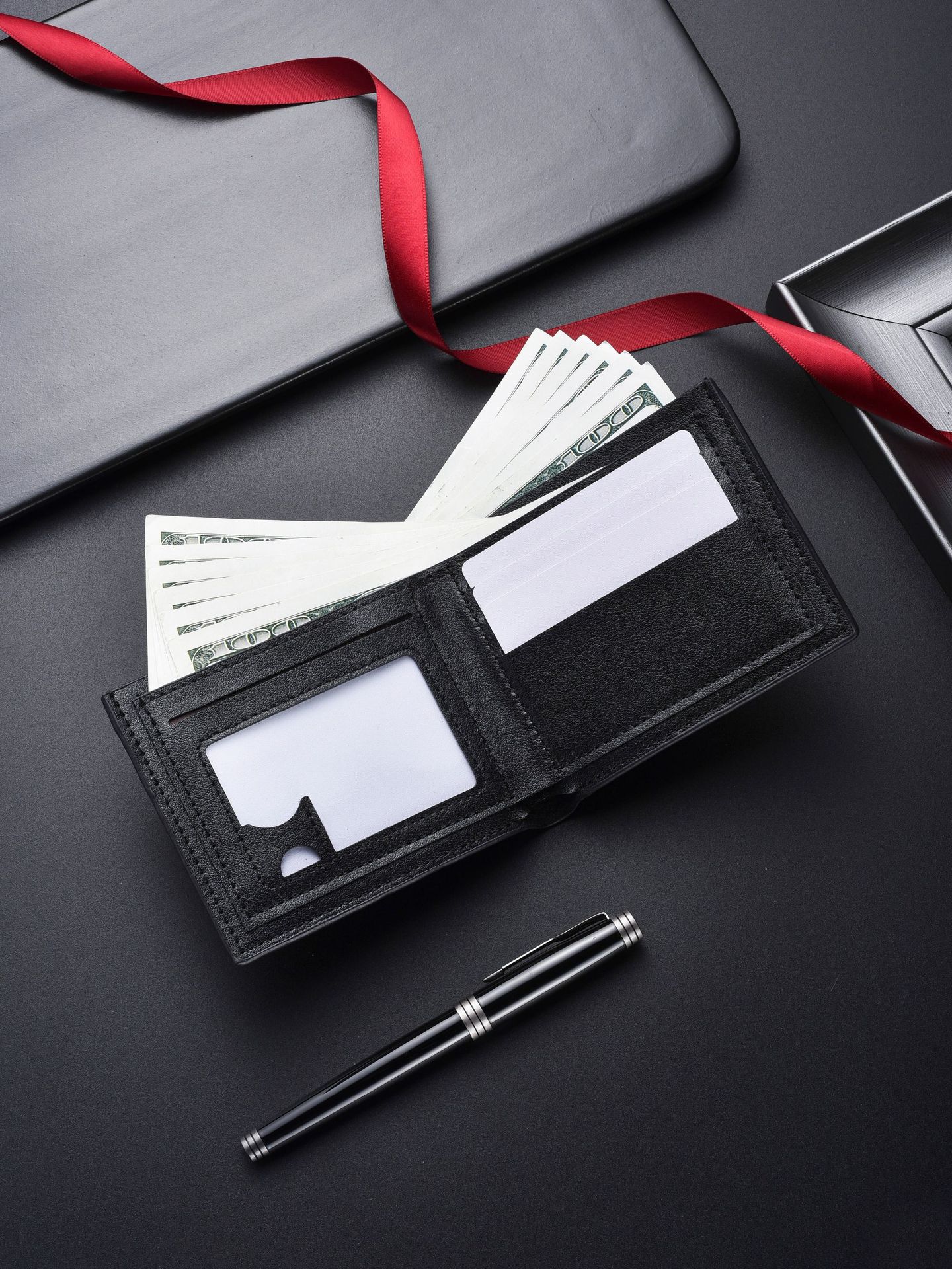 2-Pack Light Brown Men's Ultra-Thin PU Leather Wallet - Compact & Stylish Bi-fold Purse with Multiple Card Slots - Image 3