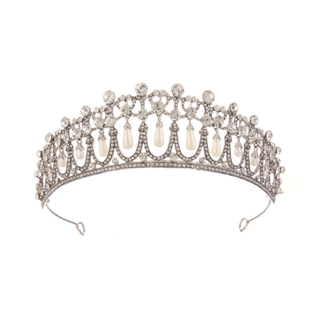 Exquisite Handmade Bridal Pearl and Rhinestone Crown - K9 White Crystal Princess Tiara for Weddings and Birthdays - Image 1