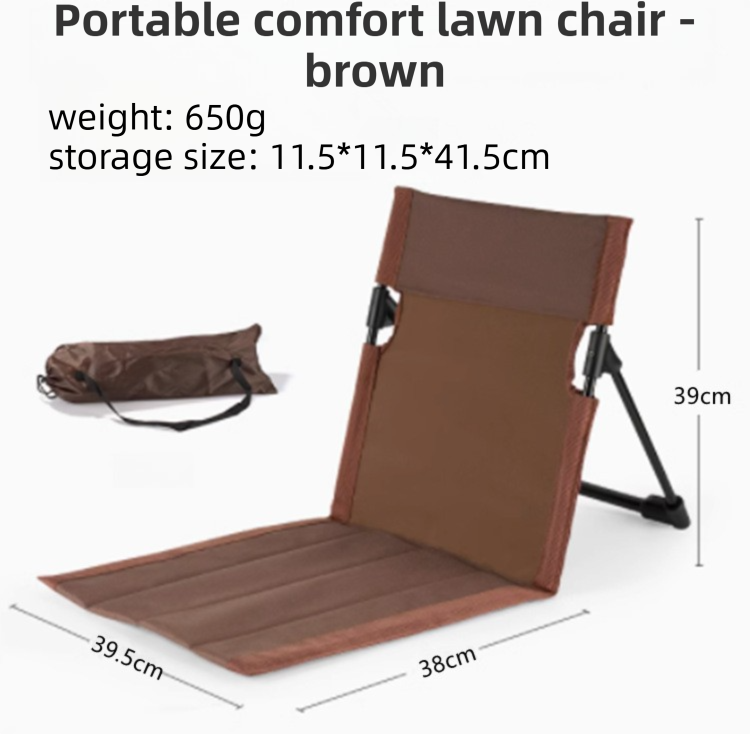 Brown Portable Folding Camping Chair with Backrest & Storage-Bag - Ultra-Light Aluminum Alloy Lawn Chair, Beach & Balcony Travel Seating - Image 1