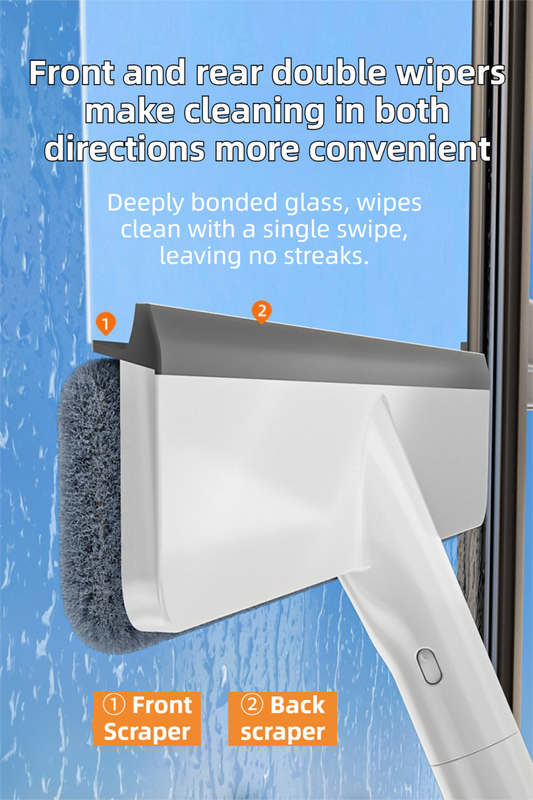 3-in-1 Spray Window Squeegee with 30cm Clean-Panel & 115cm Extension Pole - Multi-functional Spray, Scrub & Squeegee Tool with 3 Microfiber Cloths - Image 2