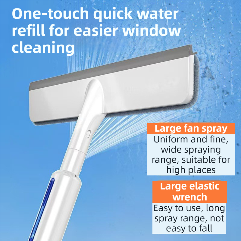 3-in-1 Spray Window Squeegee with 30cm Clean-Panel & 115cm Extension Pole - Multi-functional Spray, Scrub & Squeegee Tool with 3 Microfiber Cloths - Image 6