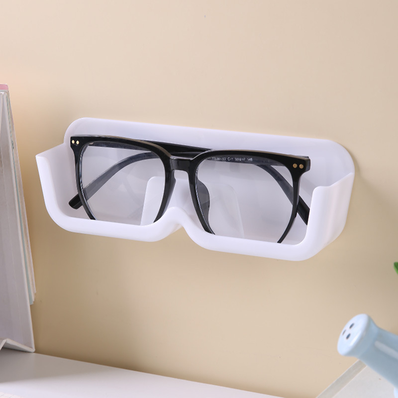 3-Pack Wall-Mounted Glasses Organizer - PET Bedside Bathroom Eyewear Storage Shelf, Anti-Pressure & Space-Saving(White) - Image 1