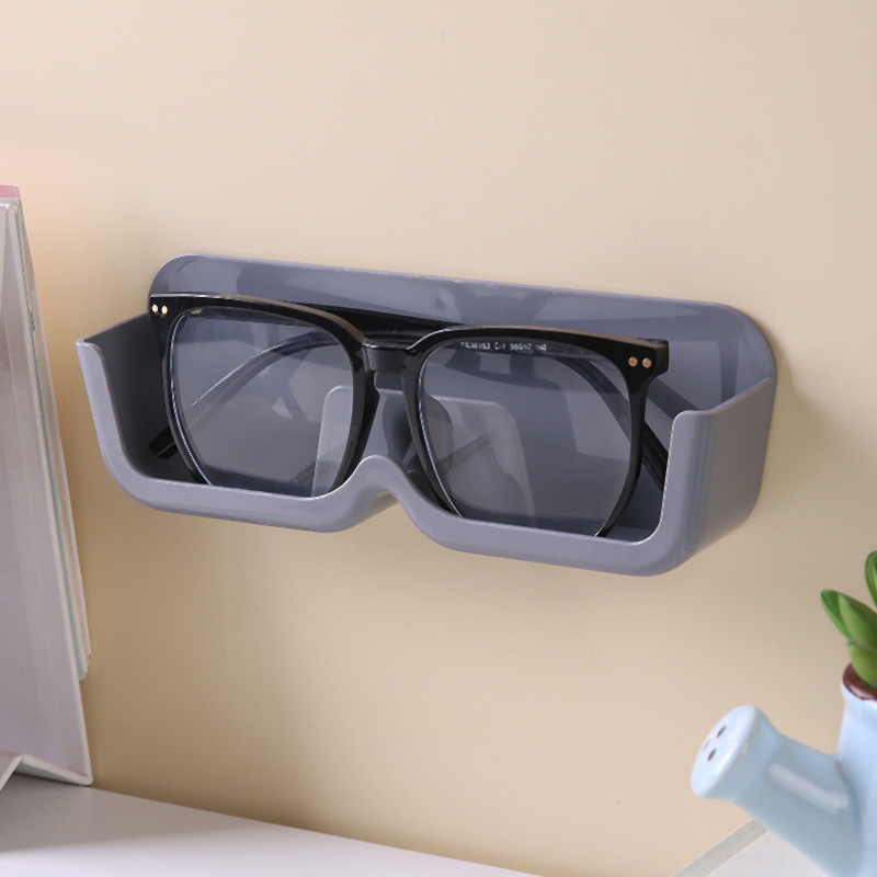 3-Pack Wall-Mounted Glasses Organizer - PET Bedside Bathroom Eyewear Storage Shelf, Anti-Pressure & Space-Saving(Grey) - Image 1