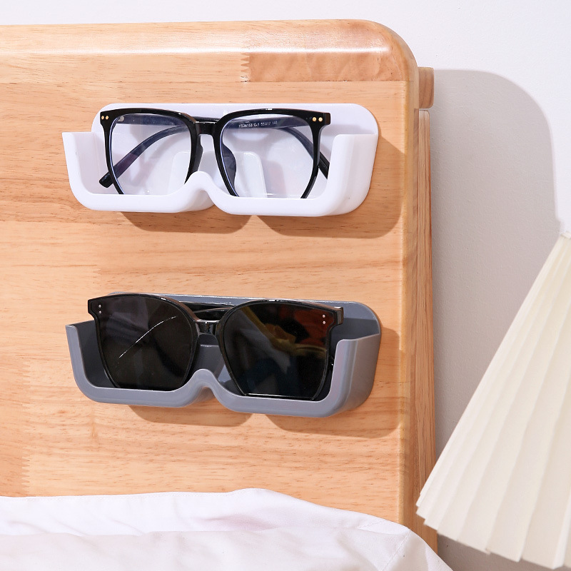 3-Pack Wall-Mounted Glasses Organizer - PET Bedside Bathroom Eyewear Storage Shelf, Anti-Pressure & Space-Saving(Transparent) - Image 5