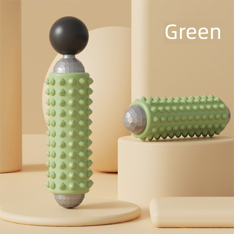 Green Portable Electric Yoga Massage Roller - Handheld Fitness Recovery Tool, Deep Tissue Muscle Relaxer & Fascia Release Stick - Image 1