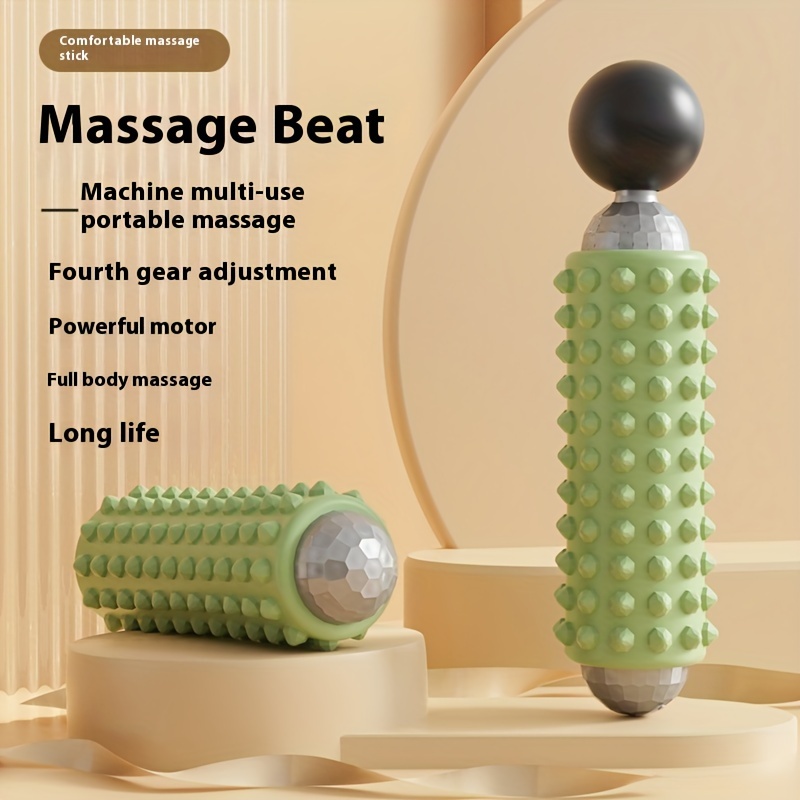 Pink Portable Electric Yoga Massage Roller - Handheld Fitness Recovery Tool, Deep Tissue Muscle Relaxer & Fascia Release Stick - Image 2