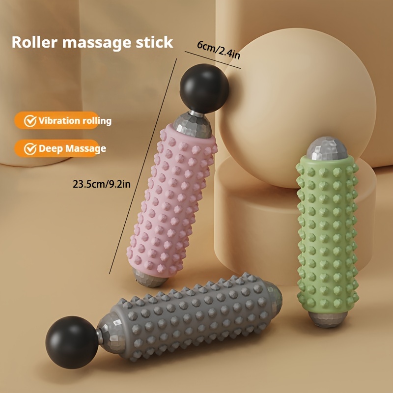 Pink Portable Electric Yoga Massage Roller - Handheld Fitness Recovery Tool, Deep Tissue Muscle Relaxer & Fascia Release Stick - Image 3