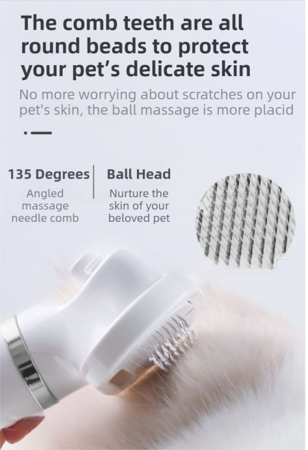 Purple 6-in-1 Pet Grooming Hair Dryer with Noise-Reduction - Lightweight Handheld Blow Dryer & Mist Slicker Brush - 3-Speed Temperature Control, One-Click Deshedding & Painless Massage - Image 5