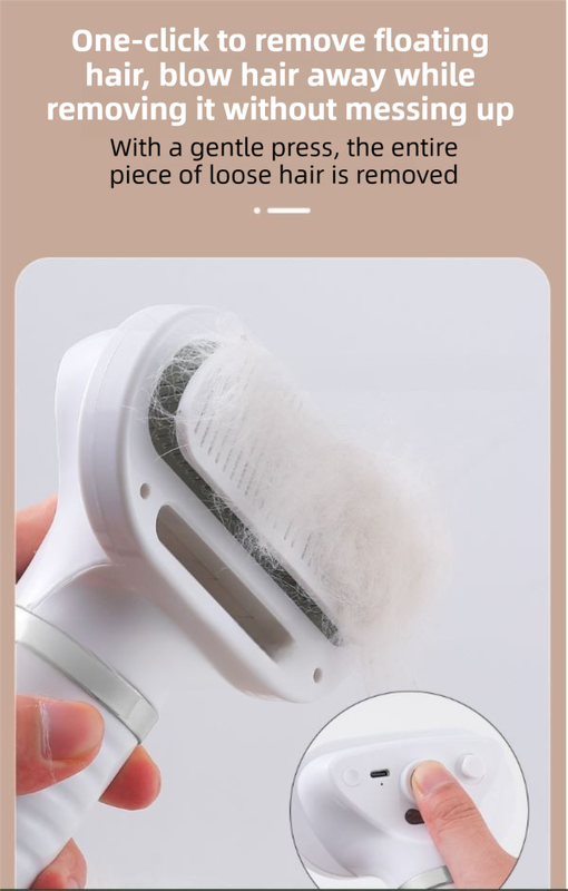 Green 6-in-1 Pet Grooming Hair Dryer with Noise-Reduction - Lightweight Handheld Blow Dryer & Mist Slicker Brush - 3-Speed Temperature Control, One-Click Deshedding & Painless Massage - Image 6