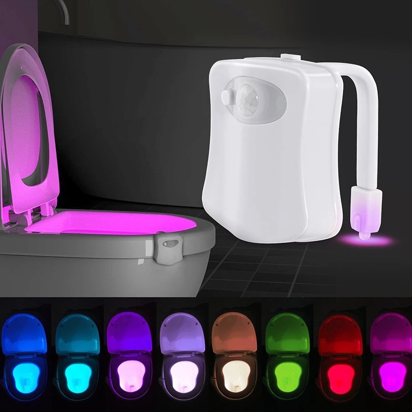 2-Pack 8-Color LED Toilet Night Light - Universal Fit Smart Motion Activated Bathroom Bowl Light, Multi-Color Cycle & Fixed Mode - Image 1