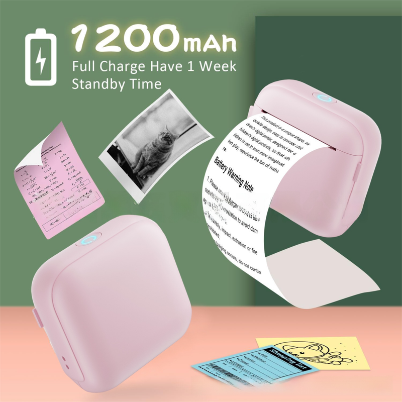 White X6 Mini Portable Bluetooth Instant Photo & Note Printer for Students - Deluxe 20-Piece Gift Set with 12 Paper Rolls, Color Pens & Storage Bag - Image 6