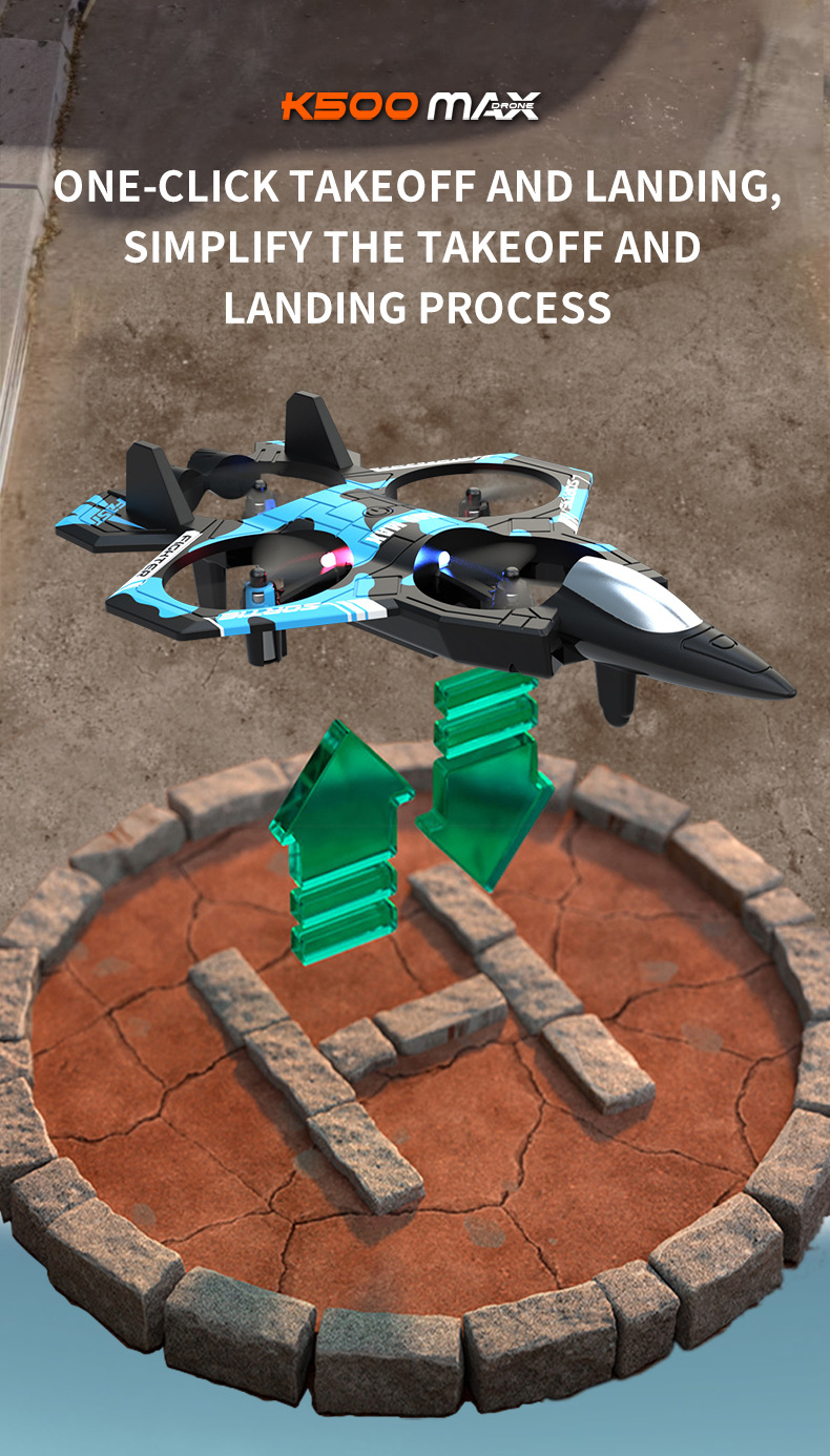 Camouflage Blue 2.4G Remote Control Stunt Fighter Drone  - Manual Toss Launch, One-Key Operation for 360° Flip & Circular Flight, 3-Speed Adjustable Stable Quadcopter with Night Lights - Image 7
