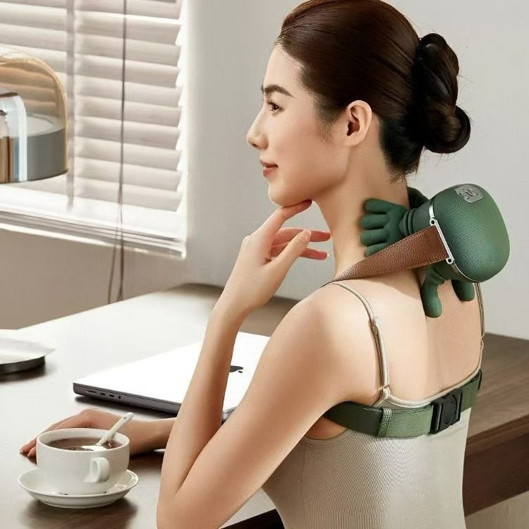 Wireless 4D Bionic 10-Fingers Shoulder & Neck Massager - EMS Micro-current & Vibration Neck Reliever with 2-Level Red Light Heat - Image 1