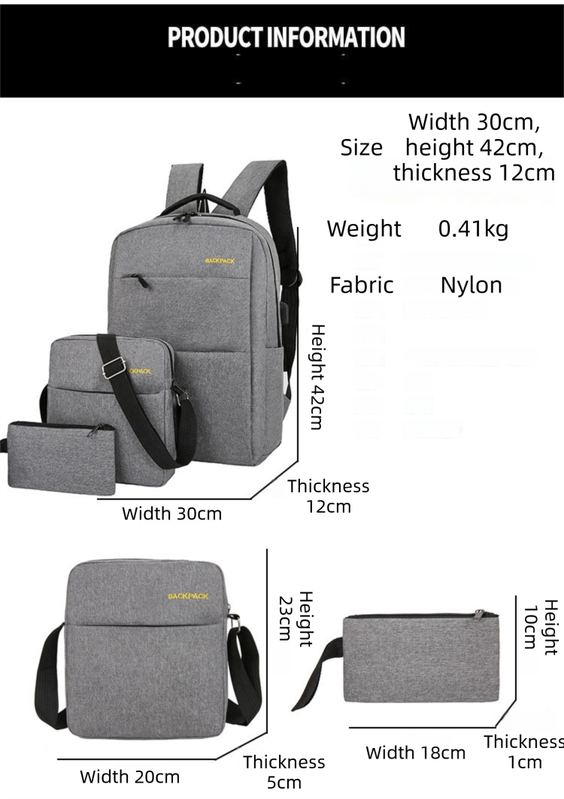 Red 3-PCS Multi-Functional & Lightweight Backpacks Set for Students - Large Capacity Durable Travel Daypack with USB Charging Port, Fit in 14-Inch Laptop Bag - Image 4