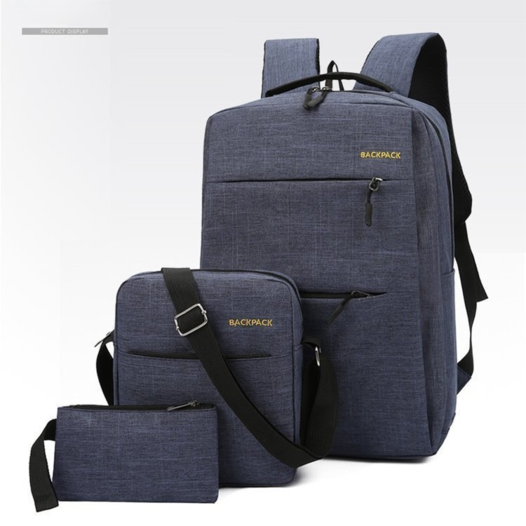 Blue 3-PCS Multi-Functional & Lightweight Backpacks Set for Students - Large Capacity Durable Travel Daypack with USB Charging Port, Fit in 14-Inch Laptop Bag - Image 1