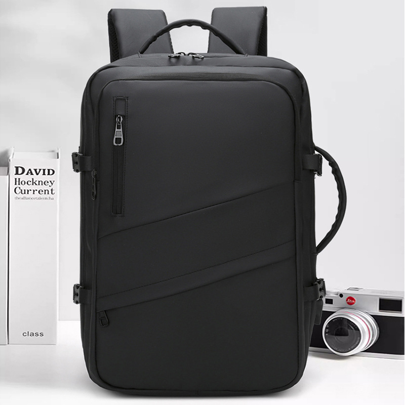 Black Premium Business Expandable Travel Backpack with External USB Charging - 20-35L Large-Capacity & Waterproof Commuter Daypack - Image 1