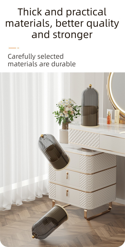 White 360° Rotating Makeup Brush Holder with Black Transparent Dust-Proof Sliding Door - Large Capacity Cosmetic Organizer, Professionaln Gradient Dual Zones - Image 6