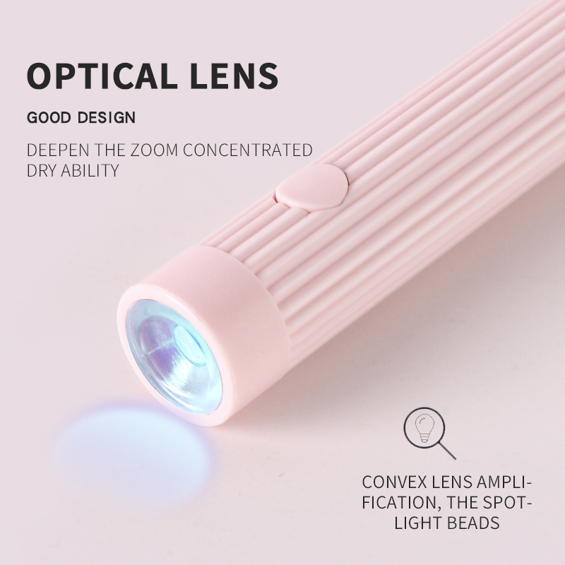 White Mini Handheld LED/UV Manicure Light with Digital Display - Portable One-Finger Curing Pen - Image 3