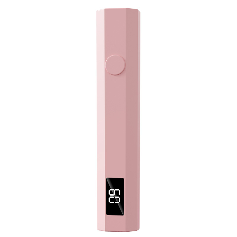 Pink Mini Handheld LED/UV Manicure Light with Digital Display - Portable One-Finger Curing Pen - Image 1