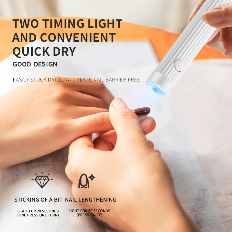 Blue Mini Handheld LED/UV Manicure Light with Digital Display - Portable One-Finger Curing Pen - Image 2