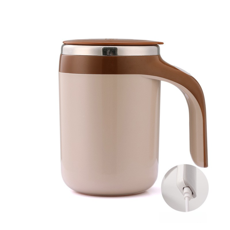 380ML Coffee-Brown Magnetic Self-Stirring Coffee Mug - USB Charging, Leak-Proof Stainless Steel Electric Mixer Cup for Coffee & Milk - Image 1
