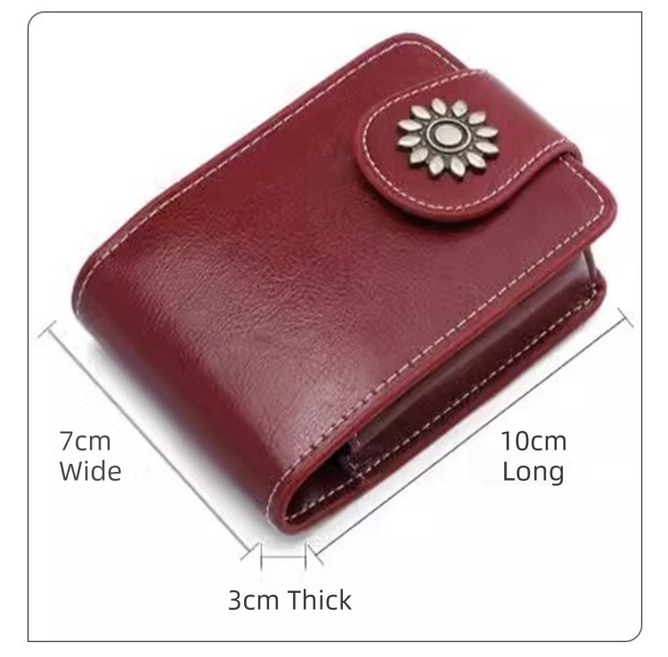 Wine-Red Sleek Compact PU Leather Flap-Top Lip Gloss Organizer with Built-in Mirror - Image 3