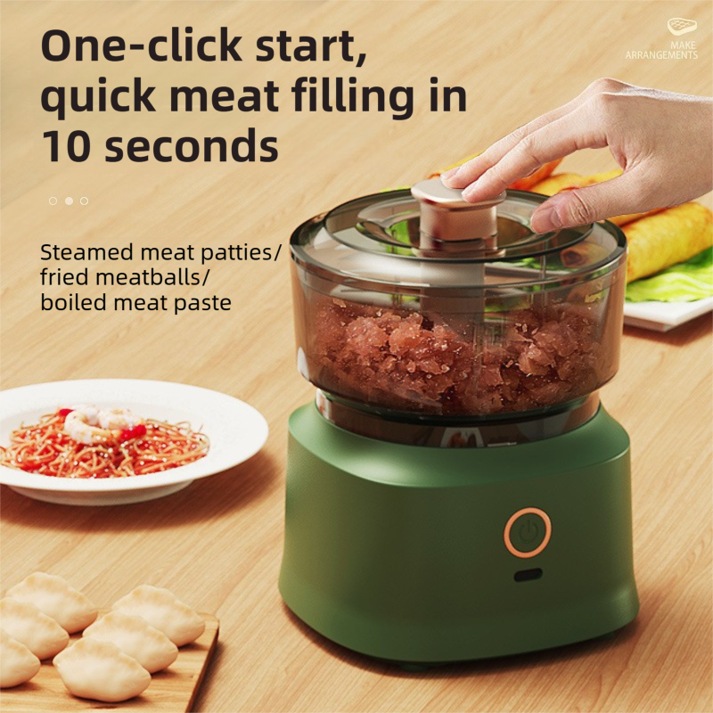 Green Wireless Electric Kitchen Grinder -  Portable 150ml Baby Food Maker with 3 Stainless Steel Blades, USB Charging - Image 3
