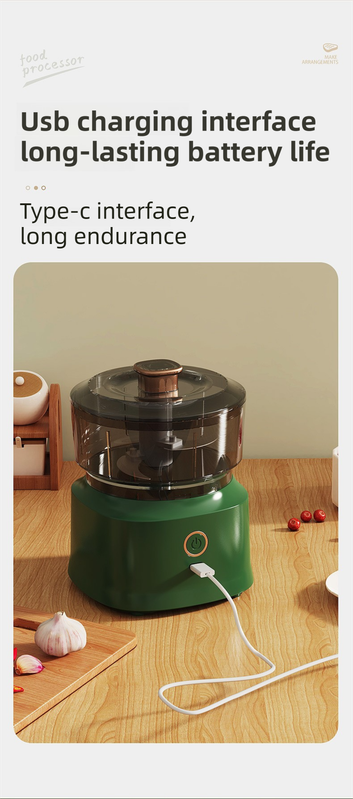 Coffee-Brown Wireless Electric Kitchen Grinder -  Portable 150ml Baby Food Maker with 3 Stainless Steel Blades, USB Charging - Image 6