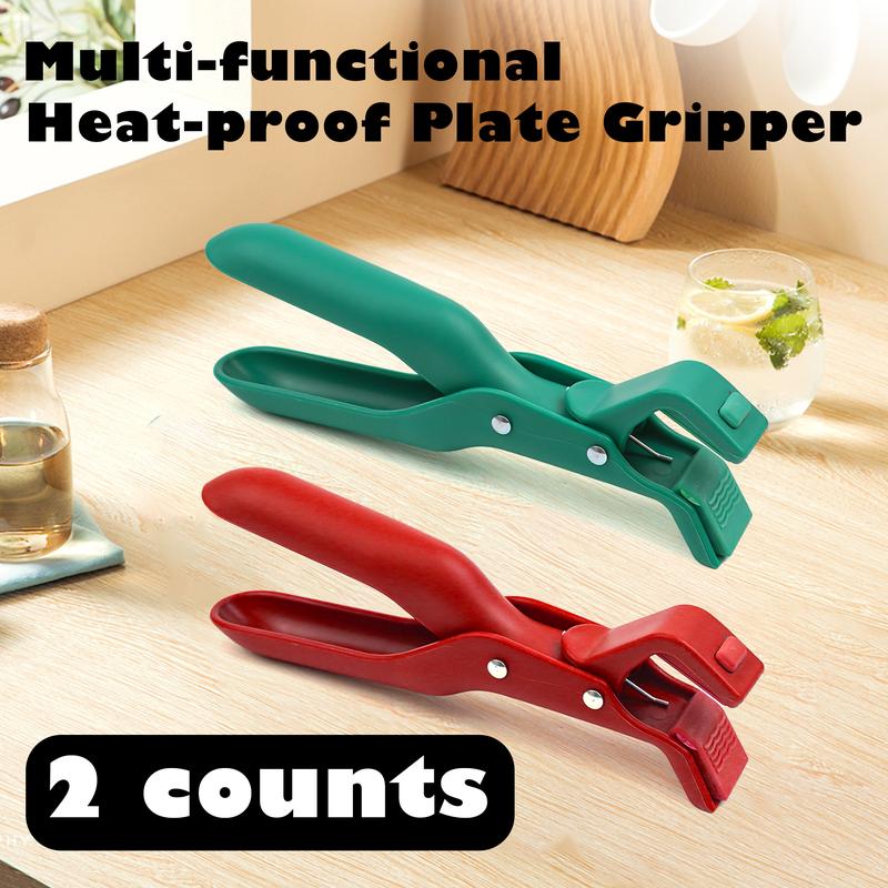 2-Count Non-Slip & Scald Plate Gripper - Heat-Resistant Silicone & Nylon, Kitchen Ergonomic Multi-Functional Lifter - Image 1
