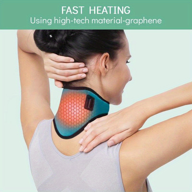 Rose Red USB Electric Heated Neck Brace with 3-Level Temperature - Portable Wormwood Hot Compress Cervical Support Wrap for Pain Relief - Image 3