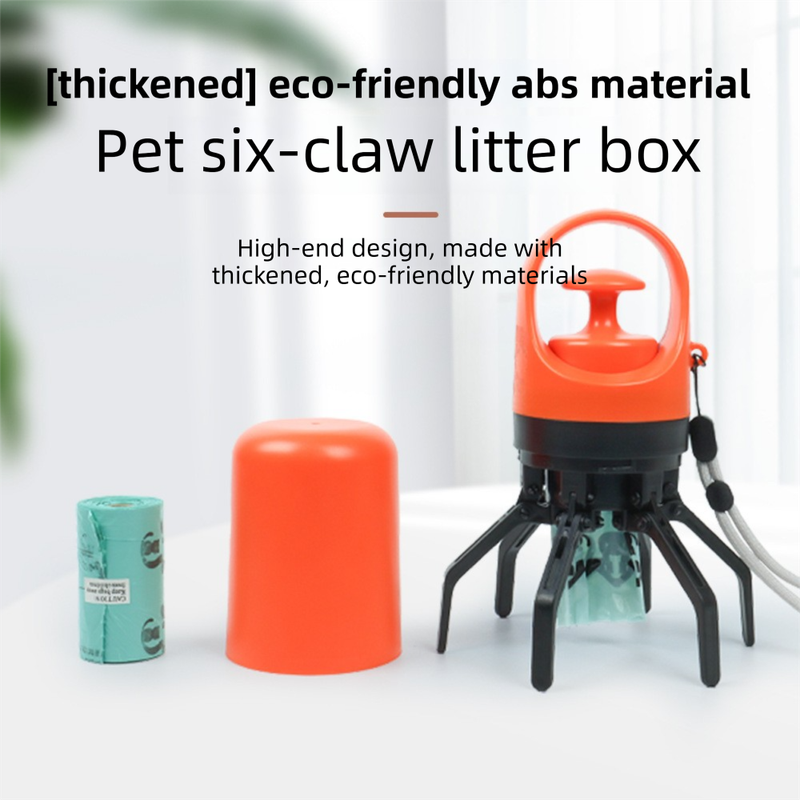 Blue Foldable 6-Claw Pet Pooper Scooper with Integrated Waste Bag Dispenser & 1 Roll of Bags - Durable One-Handed Operation for Outdoor Walking - Image 2