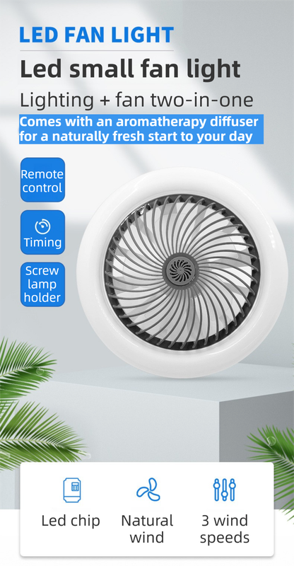 White Quiet Remote LED Ceiling Fan Light with Aromatherapy Slot and Removable E27 Base Socket -  Timer & Dimmable & 3-Speed & 3-Color Temperature Adjustable - Image 2