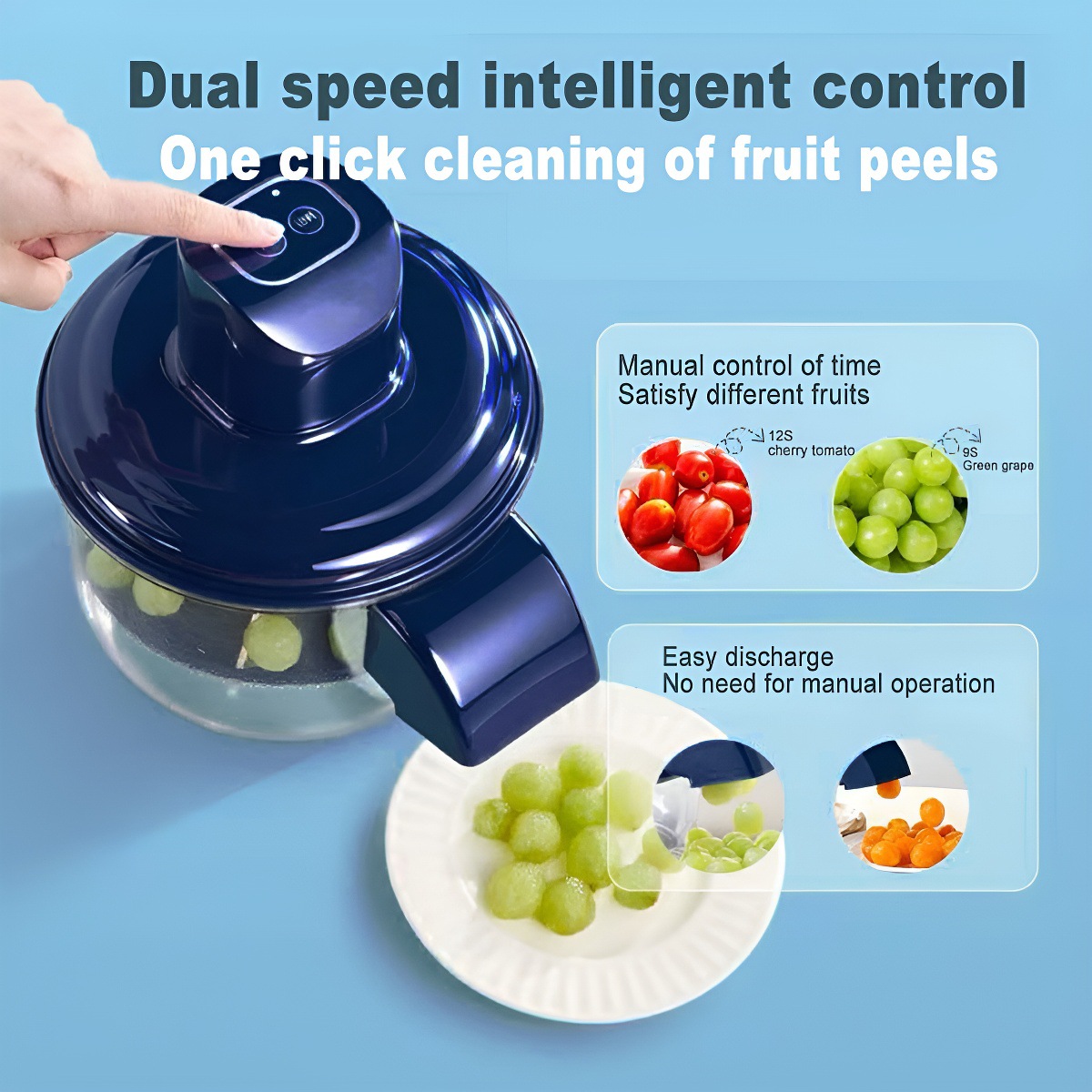 Blue Automatic Grape Peeler Machine - High-Efficiency & Mess-Free, Electric Fruit Skin Remover for Home Fruit-Lover & Commercial Tea Shops - Image 1