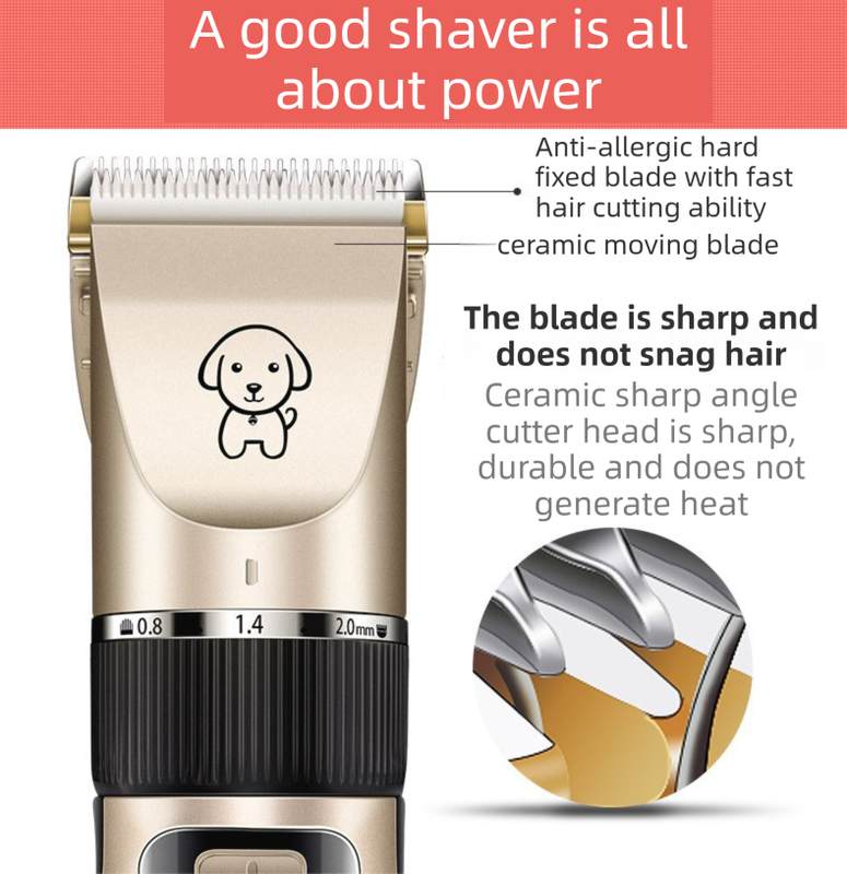 Gold K5 Lightweight Pet Precision Grooming Clipper - USB Rechargable, Low Noise Dog & Cat Hair Trimmer with 5-Level Adjustable Titanium Ceramic Blade & 4*Guide Combs - Image 2