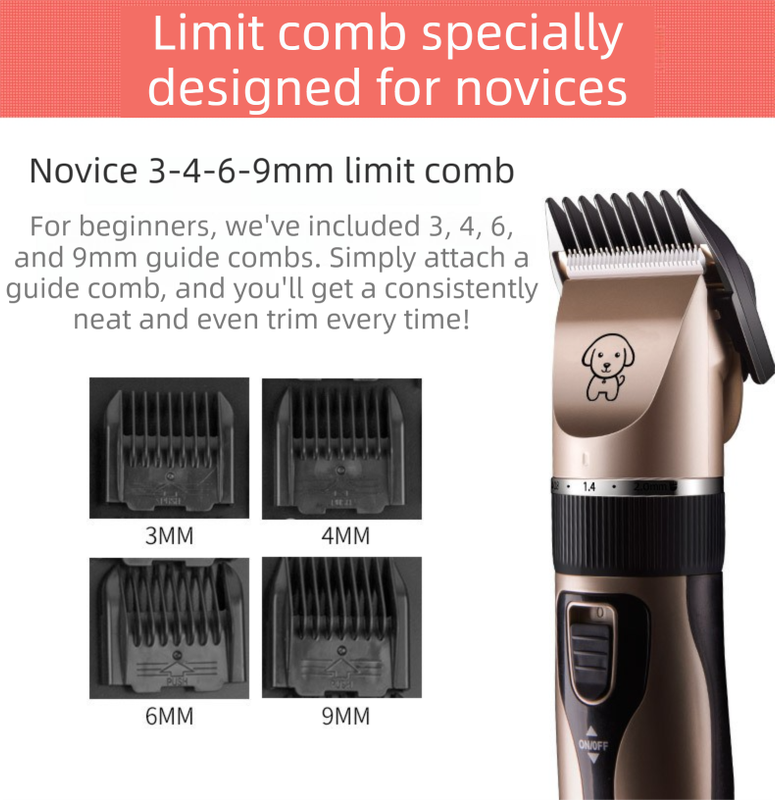 Gold K5 Lightweight Pet Precision Grooming Clipper - USB Rechargable, Low Noise Dog & Cat Hair Trimmer with 5-Level Adjustable Titanium Ceramic Blade & 4*Guide Combs - Image 5