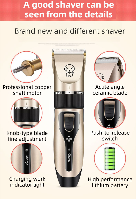 Gold K5 Lightweight Pet Precision Grooming Clipper - USB Rechargable, Low Noise Dog & Cat Hair Trimmer with 5-Level Adjustable Titanium Ceramic Blade & 4*Guide Combs - Image 6