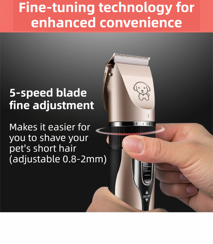 Black K5 Lightweight Pet Precision Grooming Clipper - USB Rechargable, Low Noise Dog & Cat Hair Trimmer with 5-Level Adjustable Titanium Ceramic Blade & 4*Guide Combs - Image 3