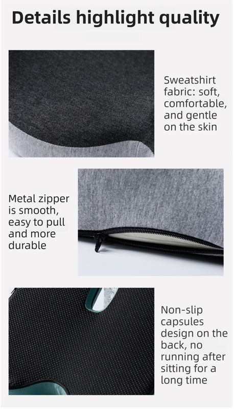 Black Ergonomic Memory Foam Seat Cushion & Lumbar Support(44x42x32CM) - Relieves Sciatica & Corrects Posture with Breathable Cover - Image 6