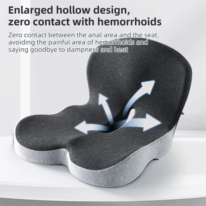 Grey Ergonomic Memory Foam Seat Cushion & Lumbar Support(44x42x32CM) - Relieves Sciatica & Corrects Posture with Breathable Cover - Image 5