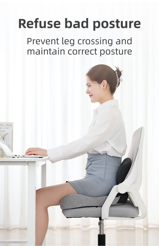Grey Ergonomic Memory Foam Seat Cushion & Lumbar Support(44x42x32CM) - Relieves Sciatica & Corrects Posture with Breathable Cover - Image 7