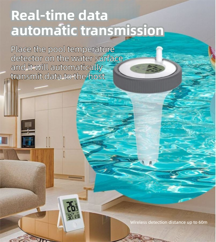 Wireless Pool Thermometer with Indoor Receiver(60M Range) - IPX7 Remote Floating Water Temperature Sensor for Pools, Spas & Hot Tubs - Image 2