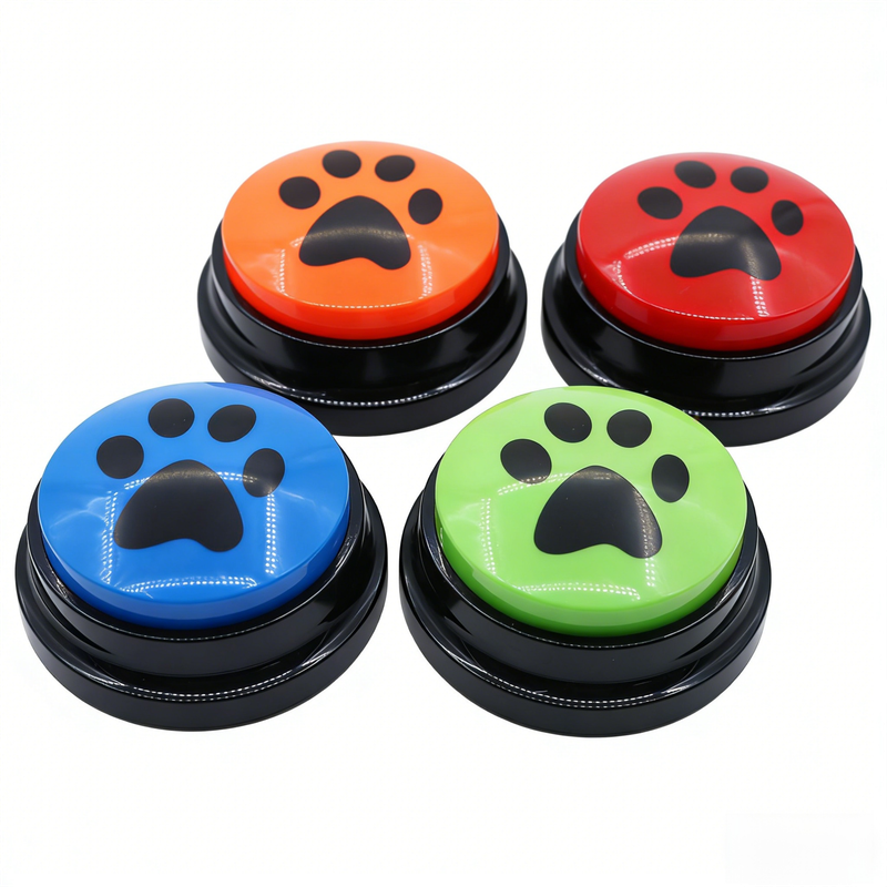4-Pack Durable Dog-Talking Buttons & Recordable Voice Boxes - Interactive Vibrant Colors Speech Training Toy - Image 1