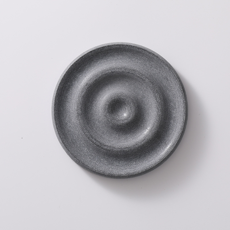 6-Pack Dark Grey Instant Dry Diatomite Round Coaster Tray(10x10CM) - Ultra-Absorbent Bathroom Sink Caddy & Cup Mat - Image 1